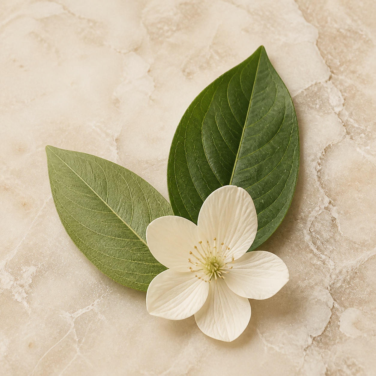 Botanical leaves and flower