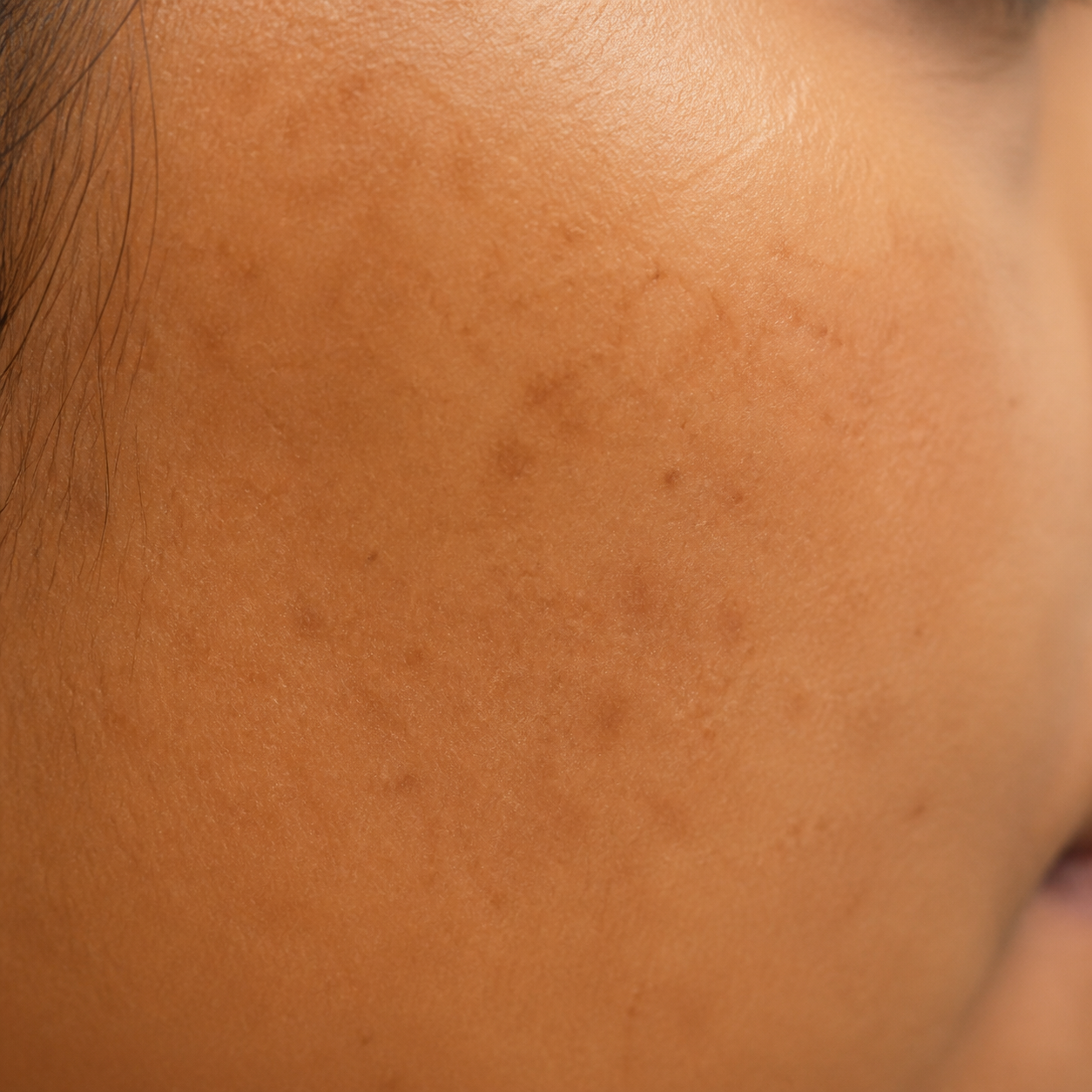 Natural skin with dark spots